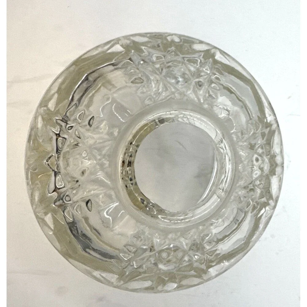 Vintage Indiana Glass Stars And Bars Clear Fairy Lamp Replacement Top Only - Picture 3 of 4